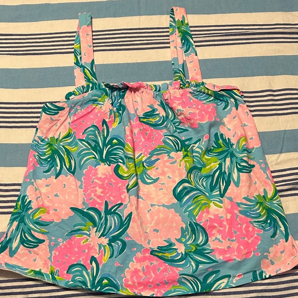 Lilly Pulitzer Pink and Green Floral Top